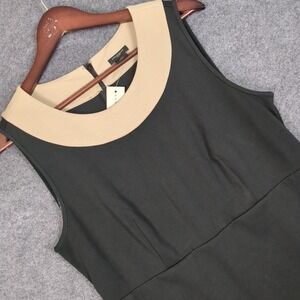 Ann Taylor Womens Black Beige Colorblock Ponte Sheath Dress Size 12 New